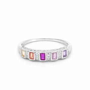925 MULTI COLOR BAG+RND CZ PAVE ETERNITY - 4MM <br/>M14253