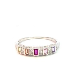 925 MULTI COLOR BAG+RND CZ PAVE ETERNITY - 4MM <br/>M14253