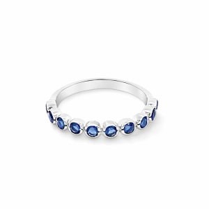 925 BLUE SAP CZ PAVE MILLGR BEZEL SET ETERNITY 3MM <br/>M14256