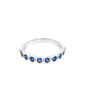 925 BLUE SAP CZ PAVE MILLGR BEZEL SET ETERNITY 3MM <br/>M14256