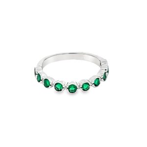 925 EMERALD CZ PAVE MILLGR BEZEL SET ETERNITY  3MM <br/>M14257