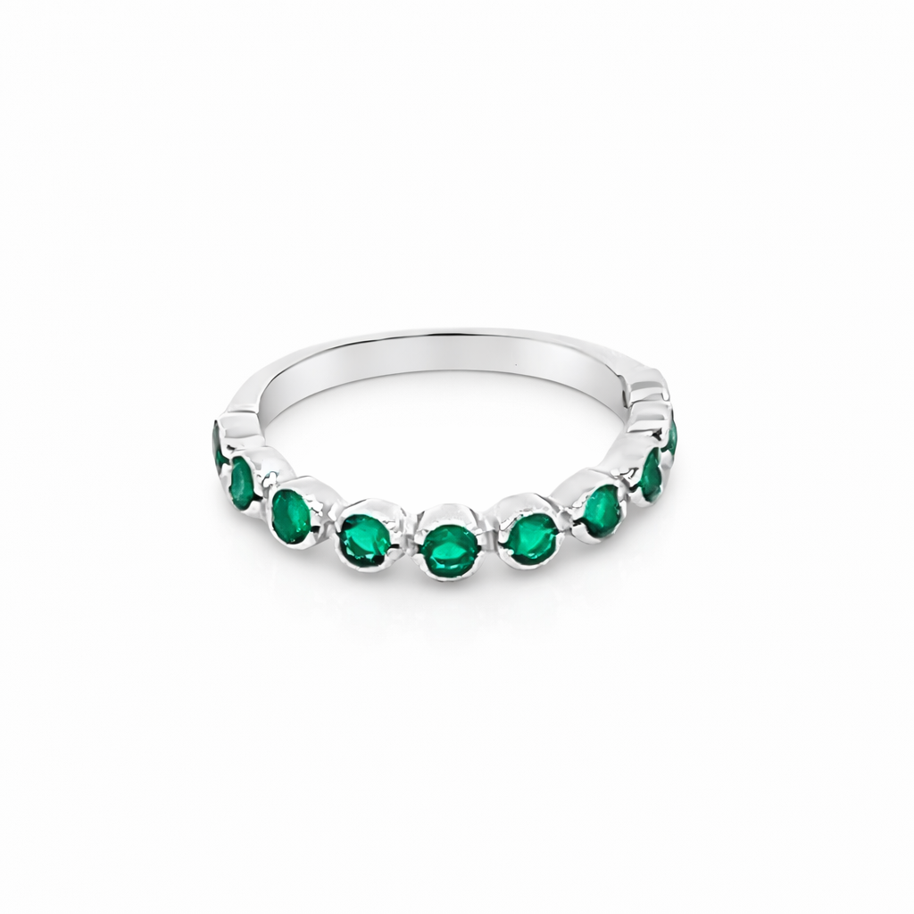 925 EMERALD CZ PAVE MILLGR BEZEL SET ETERNITY 3MM <br/>M14257