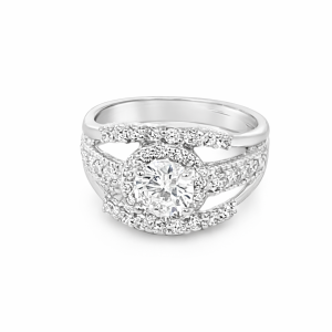 925 SQ CZ PAVE TRIP STRAND DRESS RING - 12MM <br/>M14263