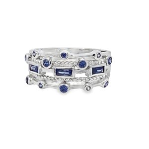 925 TANZANITE CZ RND+RECT ROPE STACKABLE RING 11MM <br/>M14266