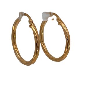 9CT YG HOL TWISTED TUBE HINGE HOOPS - 25X2 - 1.1g <br/>M1531