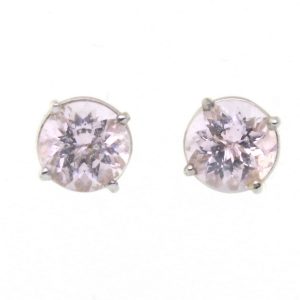 14CT WG 2X0.77ct MORGANITE 4CLAW STUDS -6.5MM 1.16 <br/>M1538