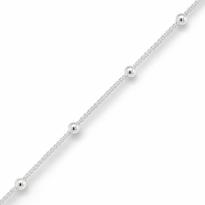 925 BALLS ON POPCORN BRACELET+CHAIN - 3MM <br/>M15527