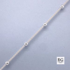 925 BALLS ON POPCORN ANKLE CHAIN - 3MM - 26CM 2.2g <br/>M15527.26