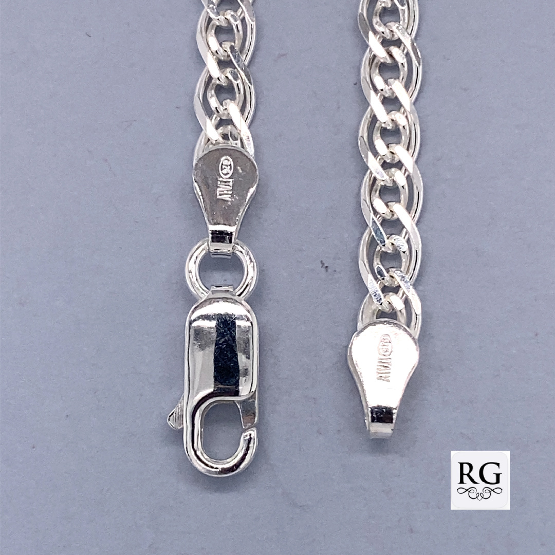 925 MOTHER+CHILD LINK BRACELET+CHAIN - 3.8MM <br/>M15529 - Image 2