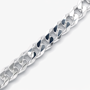 925 BEVEL EDGED CURB LINK BRACELET+CHAIN - 6.6MM <br/>M15532