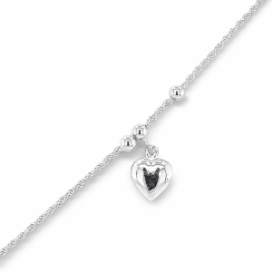 925 HEART+BALLS ON ROPE CHAIN - 42+4CM - 9g <br/>M15545.42+4