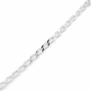 925 FLAT CURB LINK BRACELET+CHAIN - 4MM  <br/>M15546