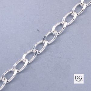 925 OVAL CURB LINK BRACELET+CHAIN - 4MM <br/>M15551