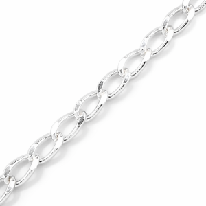 925 OVAL CURB LINK BRACELET+CHAIN - 4MM <br/>M15551