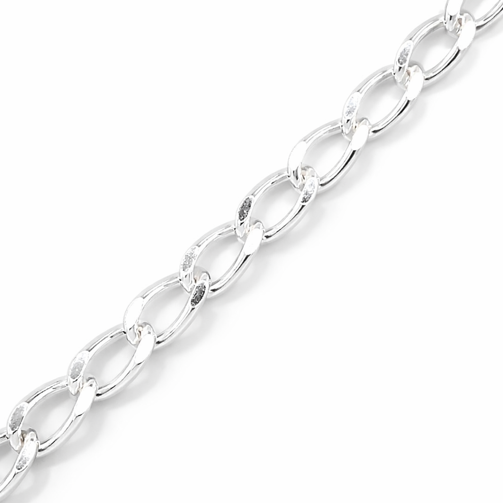925 OVAL CURB LINK BRACELET+CHAIN - 4MM <br/>M15551