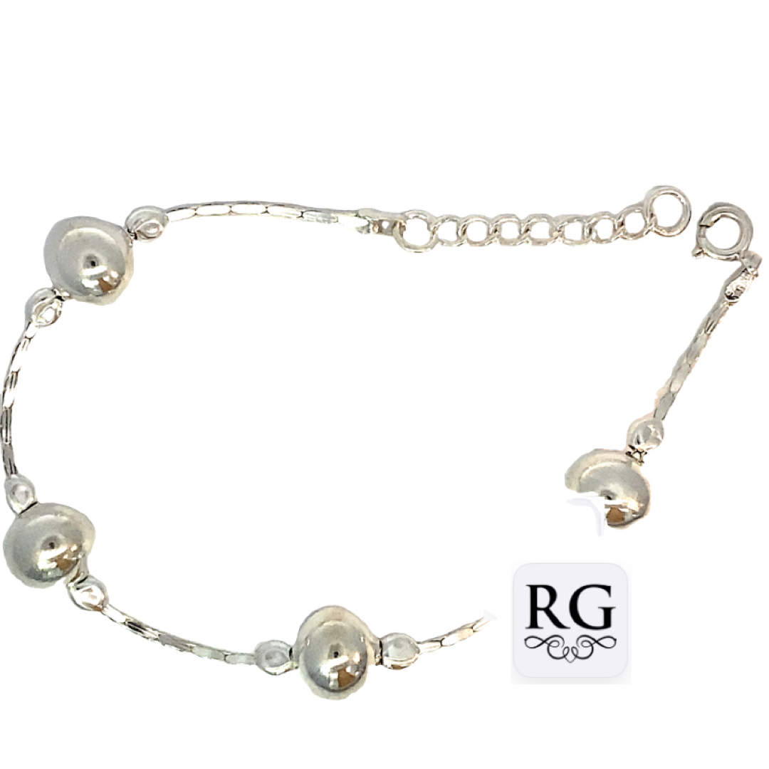 925 BALLS ON SQ LINK LARET BRACELET - 10MM - 9.2g <br/>M15559.18 - Image 2