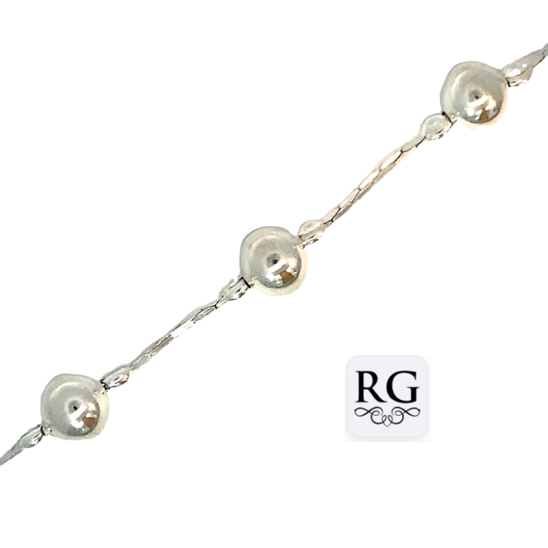 925 BALLS ON SQ LINK LARET BRACELET - 10MM - 9.2g <br/>M15559.18