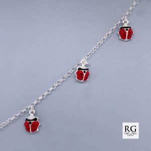 925 RED+BL ENAMEL LADYBUGS ON ROLO BRAC - 2MM <br/>M15564.15+2