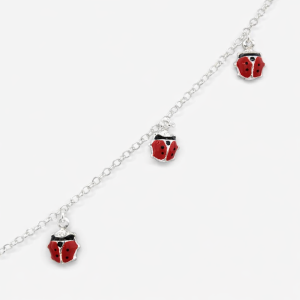 925 RED+BL ENAMEL LADYBUGS ON ROLO BRAC - 2MM <br/>M15564.15+2