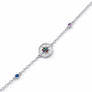 925 RG PL COL CZ BETHLEHEM STAR ANCHOR BRACELET  <br/>M15568.17R
