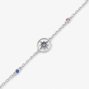925 YG PL COL CZ BETHLEHEM STAR ANCHOR BRACELET  <br/>M15568.17Y