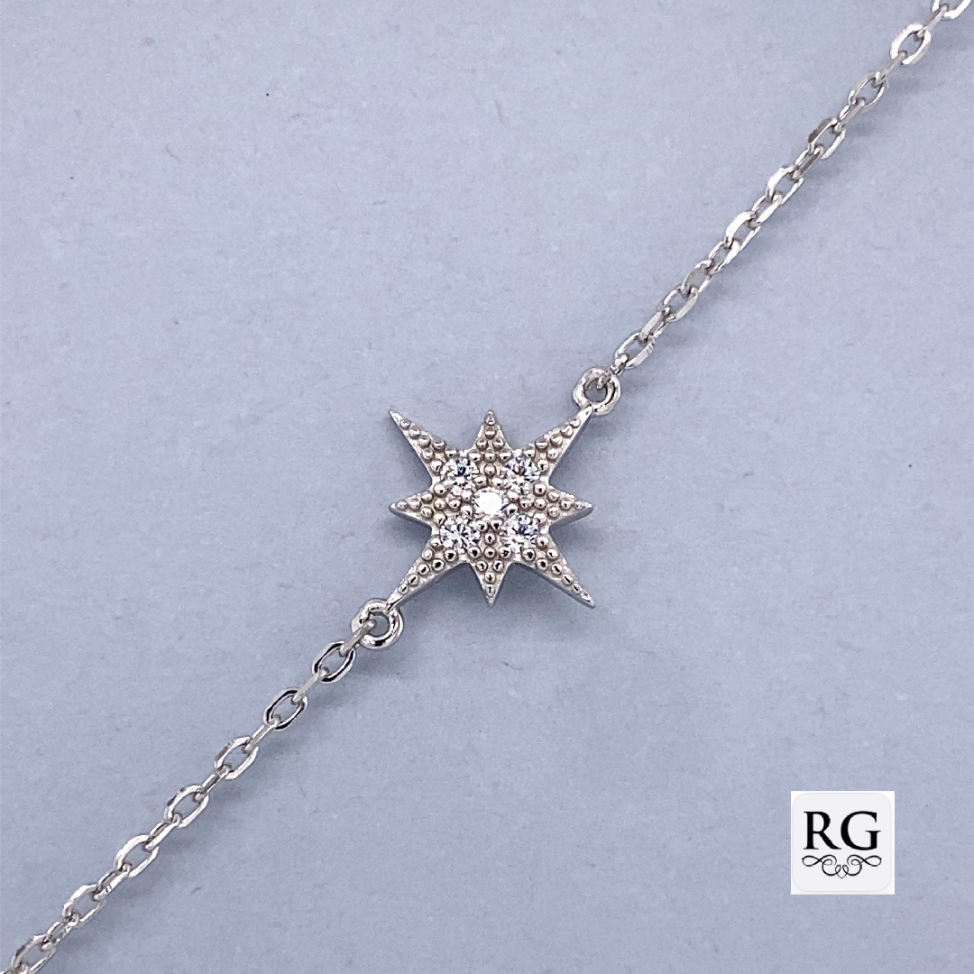 925 CZ PAVE BETHLEHEM STAR ANCHOR BRAC - 11+1.3MM <br/>M15569.17