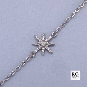 925 SYNTH OPAL+CZ PAVE BETHLEHEM STAR ANCHOR BRAC  <br/>M15572.17