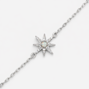 925 SYNTH OPAL+CZ PAVE BETHLEHEM STAR ANCHOR BRAC  <br/>M15572.17