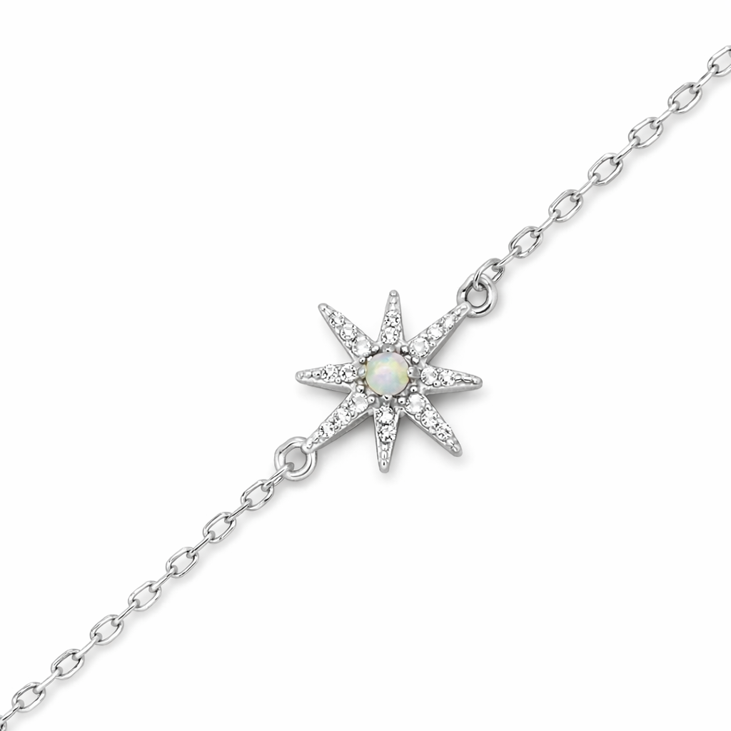 925 RG SYNTH OPAL+CZ PAVE BETHLEHEM STAR ANCHOR BR <br/>M15572.17R