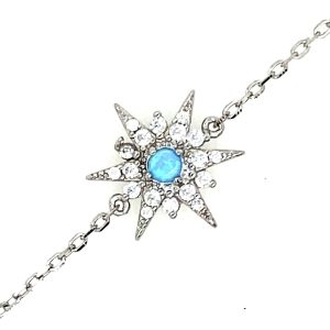 925 SYNTH BL OPAL+CZ BETHLEHEM STAR ANCHOR BRACELE <br/>M15574.17