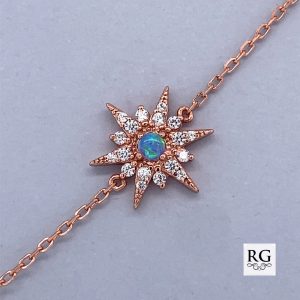 925 RG SYNTH BL OPAL+CZ BETHLEHEM STAR ANCHOR BRAC <br/>M15574.17R