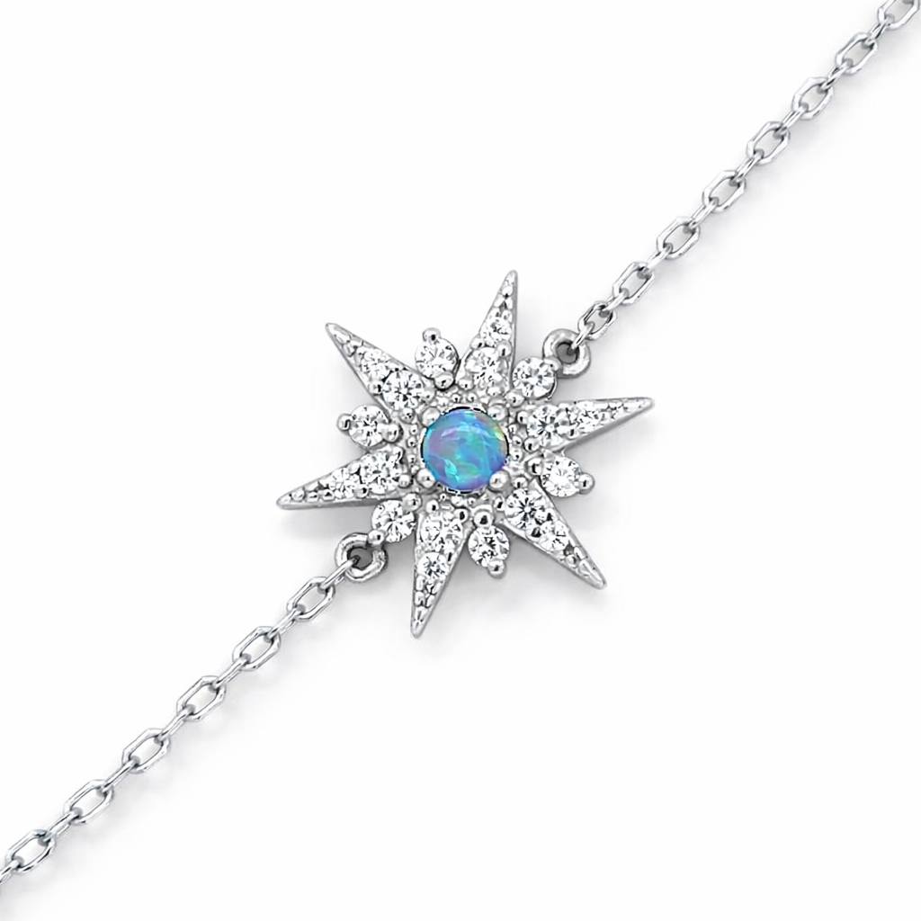 925 RG SYNTH BL OPAL+CZ BETHLEHEM STAR ANCHOR BRAC <br/>M15574.17R
