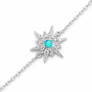 925 YG SYNTH BL OPAL+CZ BETHLEHEM STAR ANCHOR BRAC <br/>M15574.17Y