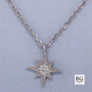 925 MILLGR CZ BETHLEHEM STAR PENDANT ANCHOR CHAIN <br/>M15575.45