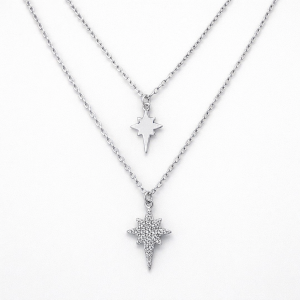 925 RG CZ PAVE BETHLEHEM STAR DBL LAYER ANCHOR CH  <br/>M15576.45+50R