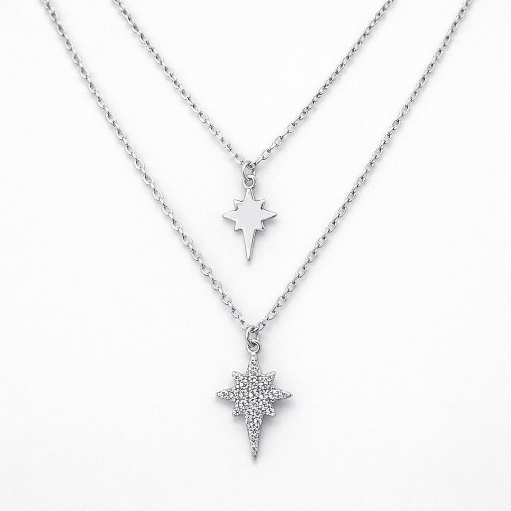 925 RG CZ PAVE BETHLEHEM STAR DBL LAYER ANCHOR CH <br/>M15576.45+50R