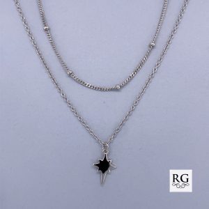 925 CZ PAVE BEHTLEHEM STAR DBL LAYER CHAIN - EXT <br/>M15577.45+50