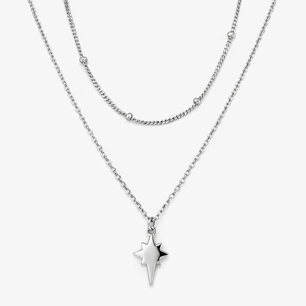 925 RG CZ PAVE BEHTLEHEM STAR DBL LAYER CHAIN EXT <br/>M15577.45+50R