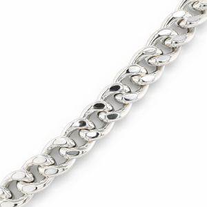 925 HOLLOW BEVEL EDGE CURB BRACELET+CHAIN - 13MM <br/>M15582