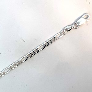 925 3X1 FIGARO BEV EDGE BRAC+CHAIN - 3.7MM  <br/>M15583