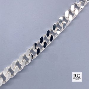 925 SOLID CURB LINK BRACELET+CHAIN - 8MM <br/>M15587