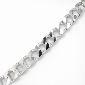 925 HOL BEVEL EDGE SQ CURB BRACELET+CHAIN 10MM <br/>M15602