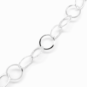 925 FLAT RND ROLO LINK BRACELET+CHAIN - 13MM <br/>M15607