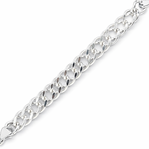 925 DBL CURB ROMBO BRACELET+CHAIN - 4.6MM  <br/>M15608