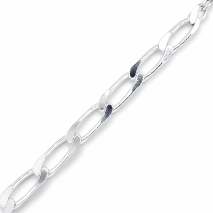 925 FLAT CURB LINK BRACELET+CHAIN - 4.7MM <br/>M15619