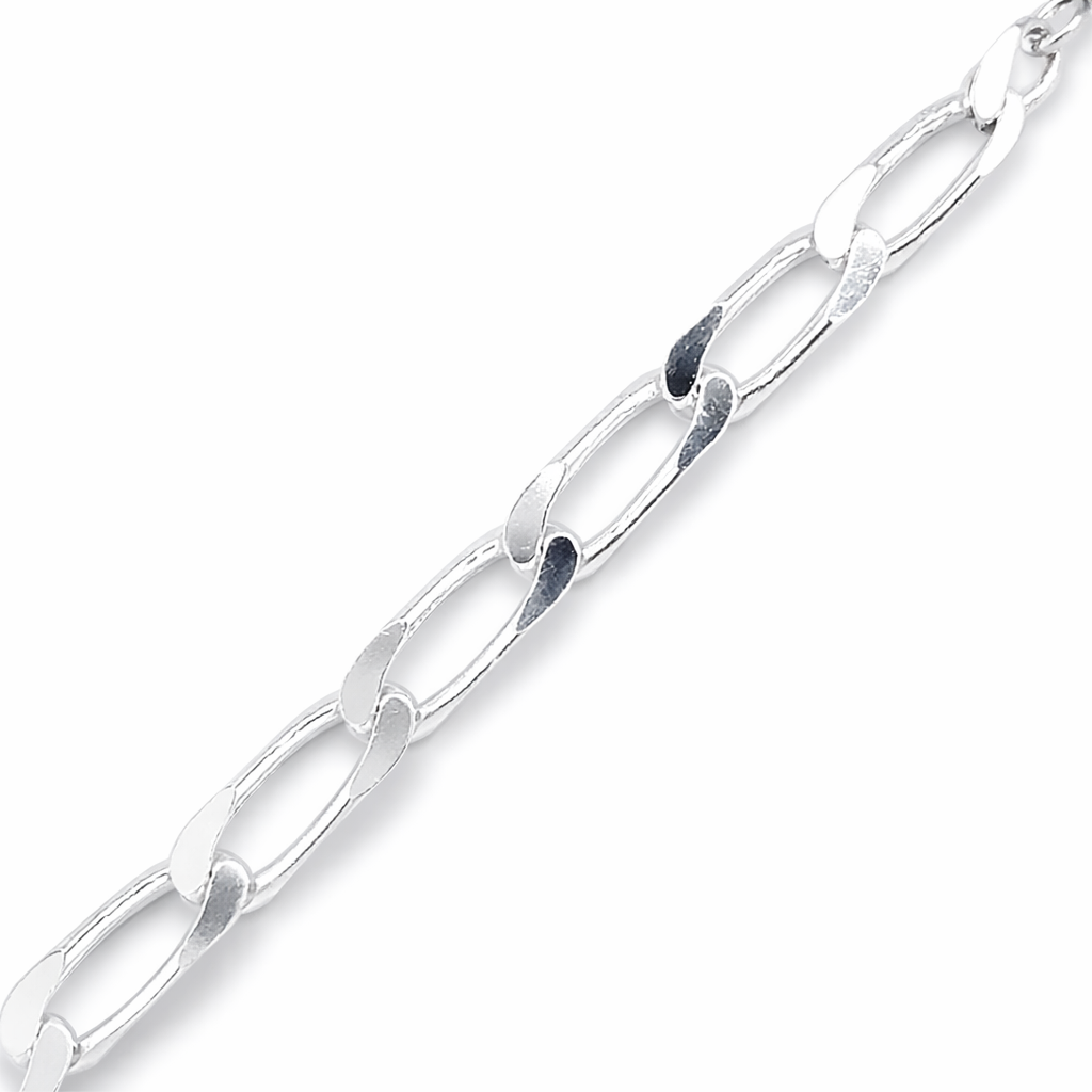 925 FLAT CURB LINK BRACELET+CHAIN - 4.7MM <br/>M15619
