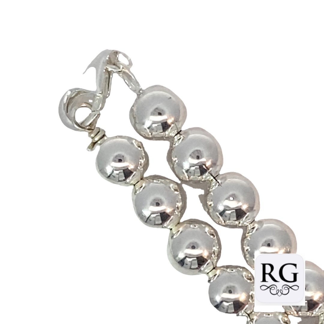 925 HOLLOW BALLS BRACELET+CHAIN - 8MM <br/>M15625 - Image 2