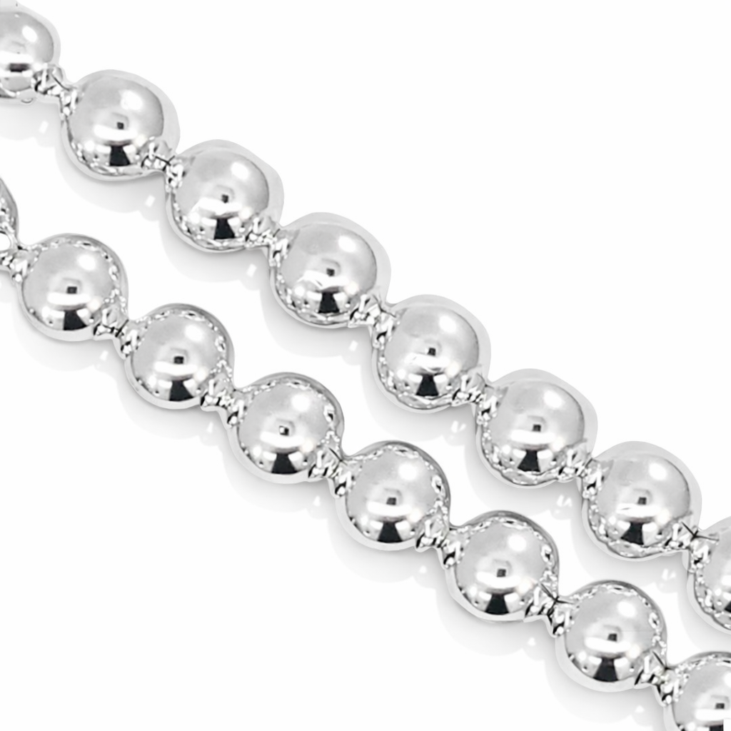 925 HOLLOW BALLS BRACELET+CHAIN - 8MM <br/>M15625