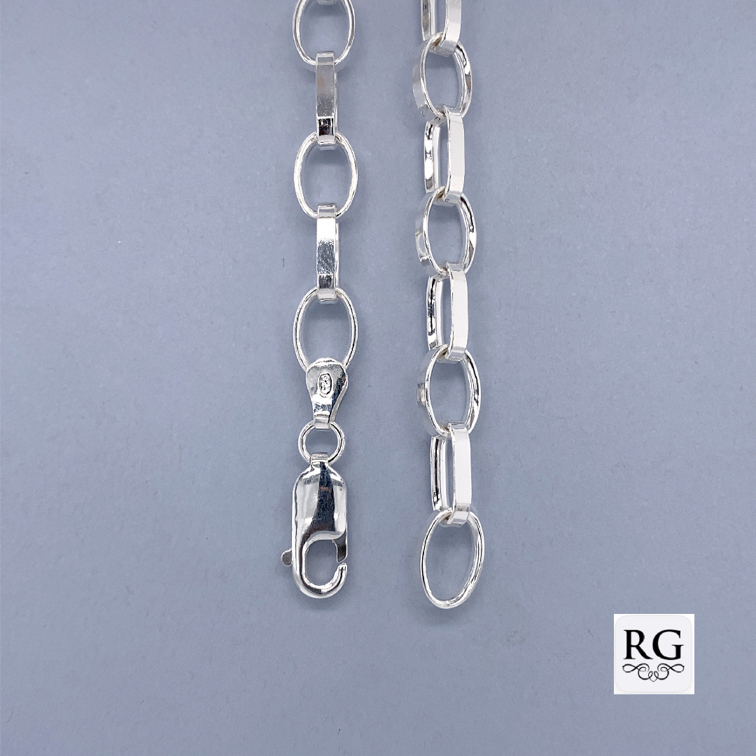 925 FLAT OVAL ROLO BRACELET+CHAIN - 6.5MM <br/>M15626 - Image 2