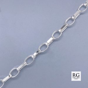 925 FLAT OVAL ROLO BRACELET+CHAIN - 6.5MM <br/>M15626